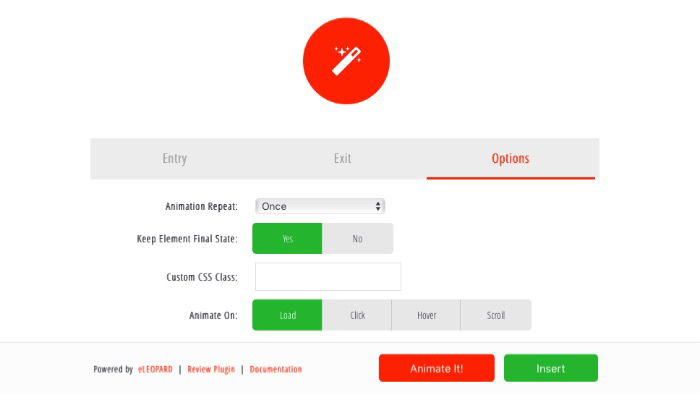 Общие настройки анимации