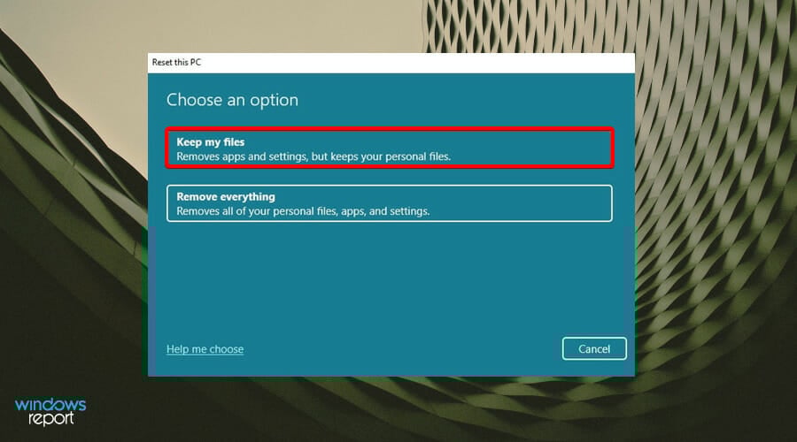 Выбор сохранения файлов при сбросе