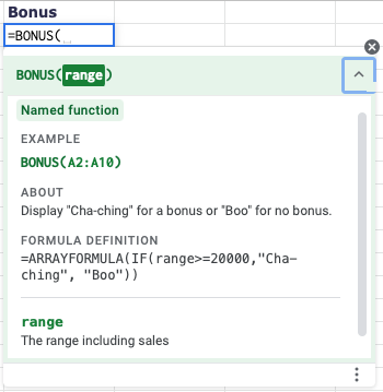 Help box for the new function