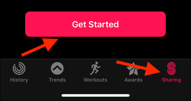 Вкладка Общий доступ в приложении Активность