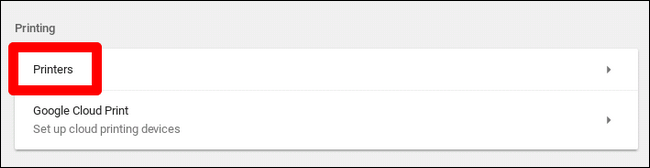 Окно добавления принтера в Chrome OS