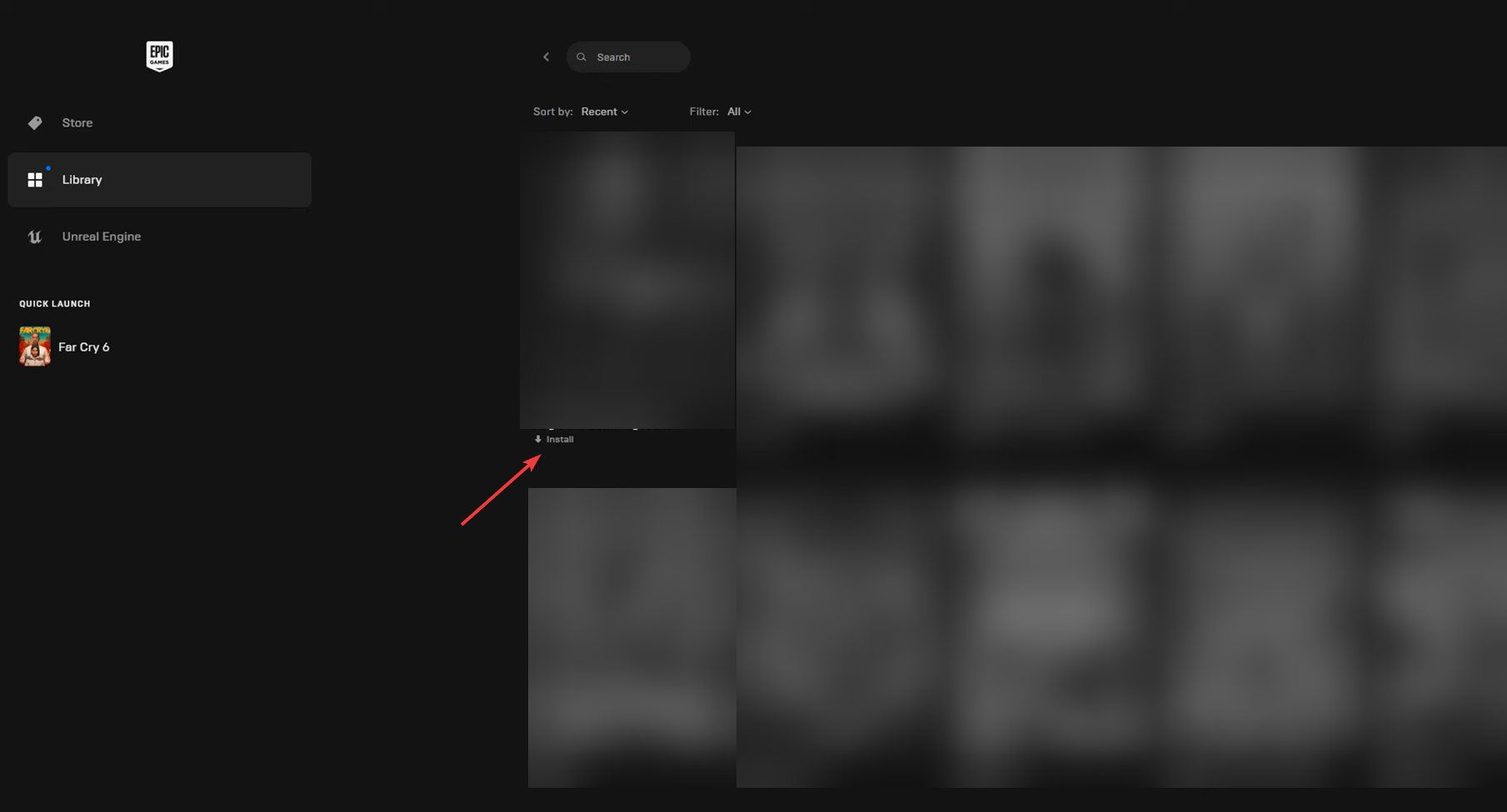 Кнопка установки в Epic Games Launcher