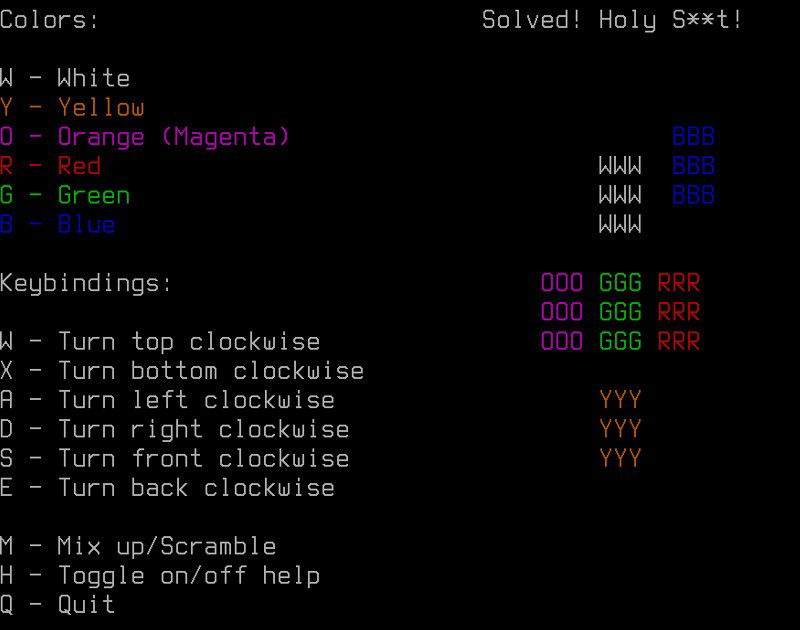 Решённый кубик nrubik: все грани собраны по цветам