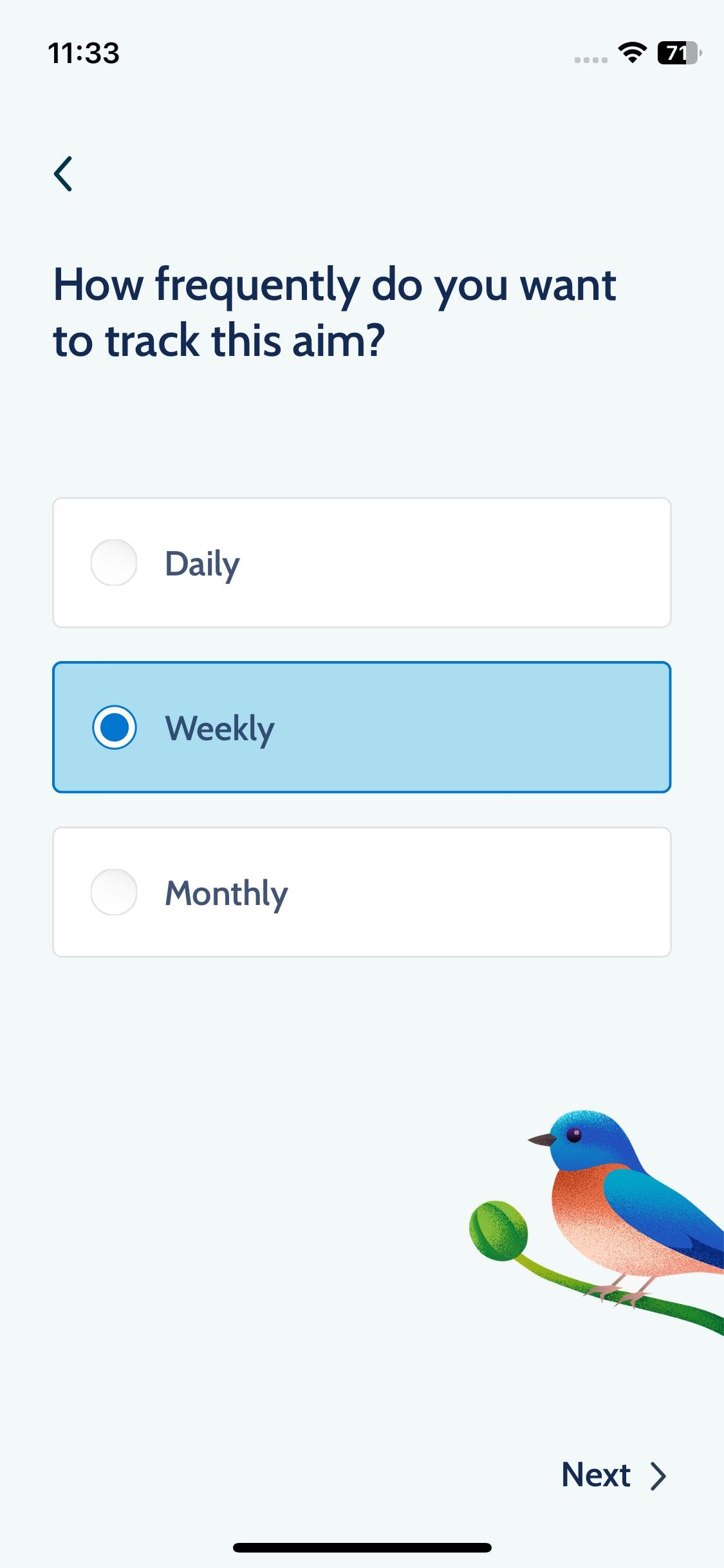 Скриншот приложения Happier — частота выполнения цели