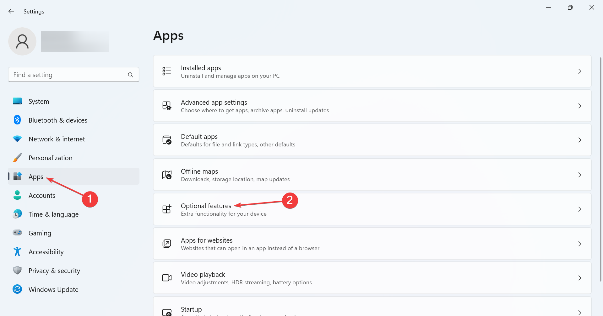 Параметры → Приложения → Дополнительные компоненты