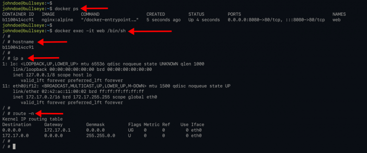 Подключение к контейнеру через docker exec