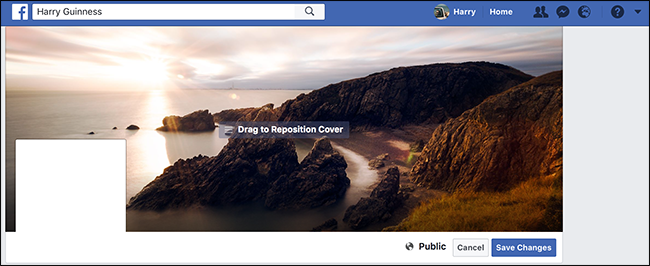 Инструмент позиционирования обложки в Facebook