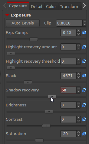 Настройки Exposure, пример