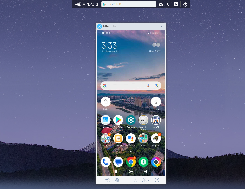 Зеркалирование экрана Android в веб‑интерфейсе AirDroid