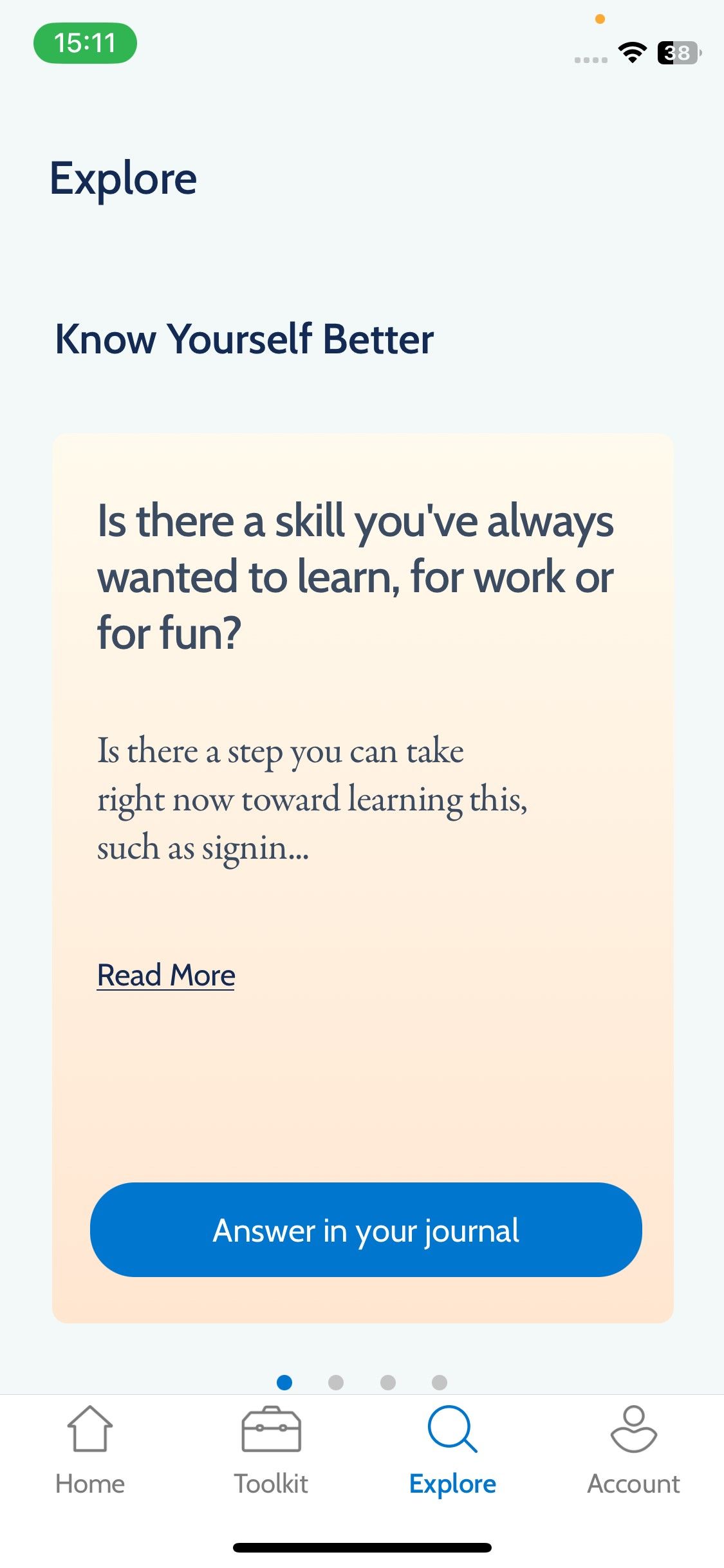 Скриншот приложения Happier — вкладка Explore