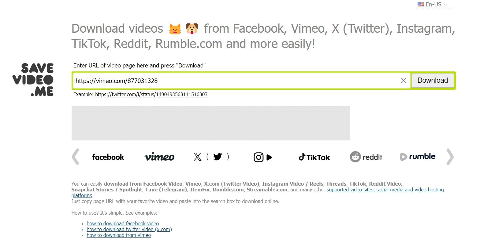 Сайт Savevideo для скачивания видеозаписей