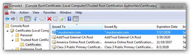 Сертификат в Trusted Root на клиенте