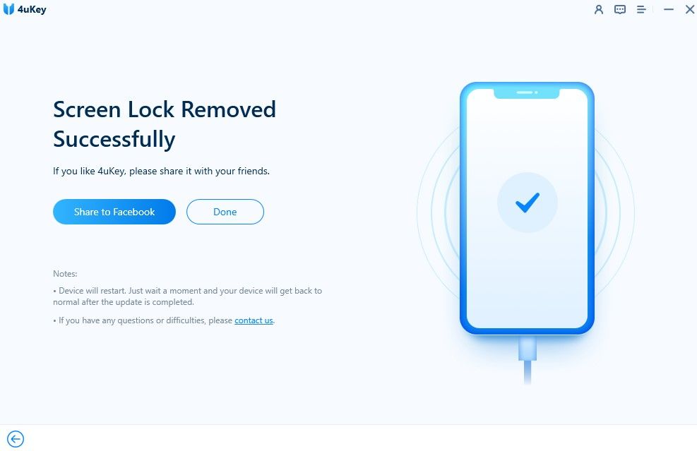 успешное завершение удаления блокировки в Tenorshare