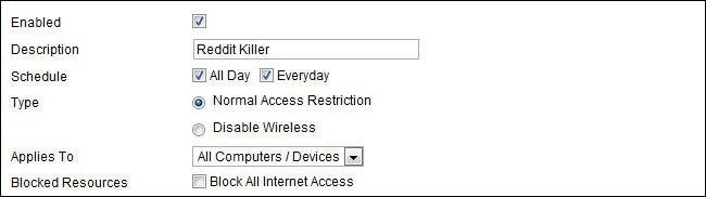 Интерфейс: выбор блокируемых сайтов в Tomato