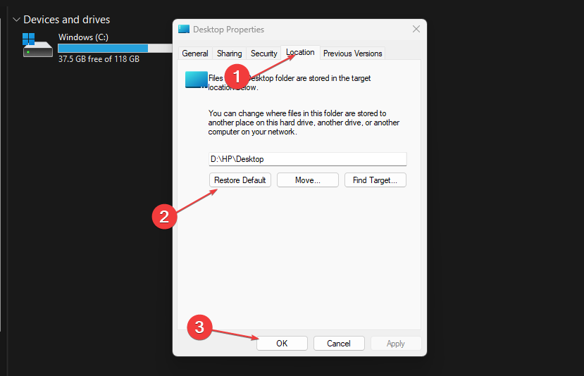 Окно свойств папки с вкладкой 