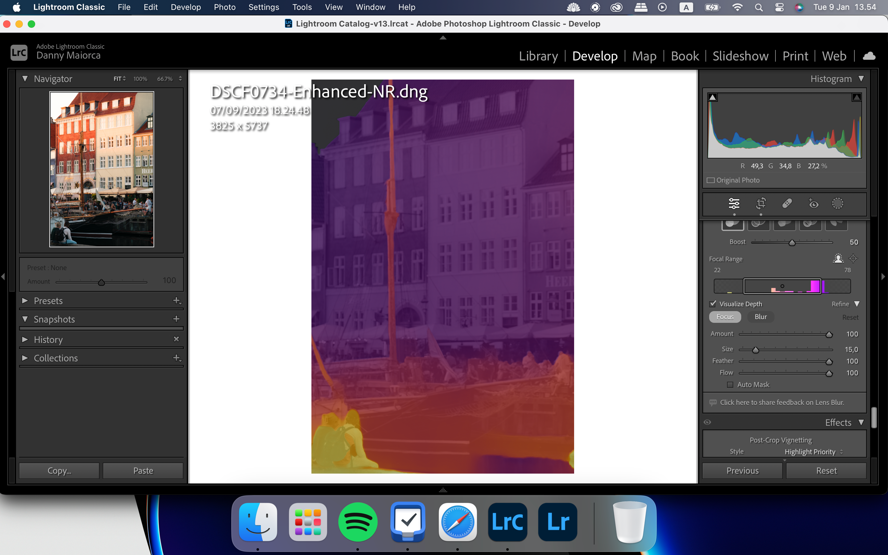 Ползунки для управления фокусом и размытием