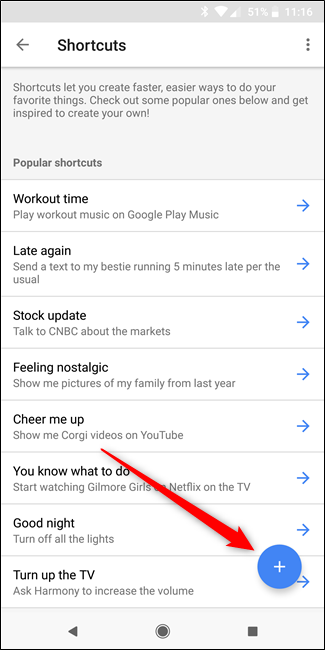 Добавление нового ярлыка в Google Home