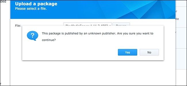 Предупреждение о неизвестном издателе пакета в DSM