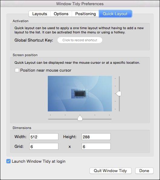 Настройка Quick Layout: горячие клавиши и размеры оверлея
