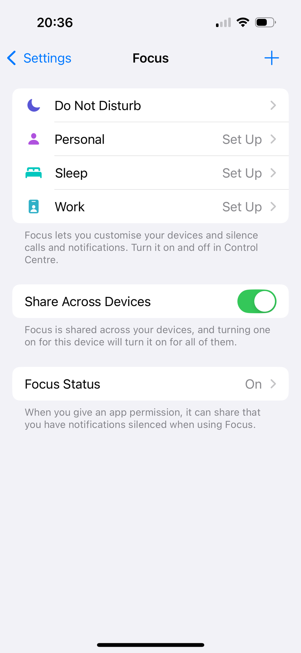 Меню Фокус на iPhone