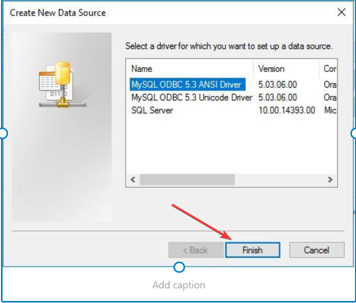 Окно завершения установки драйвера MySQL ODBC