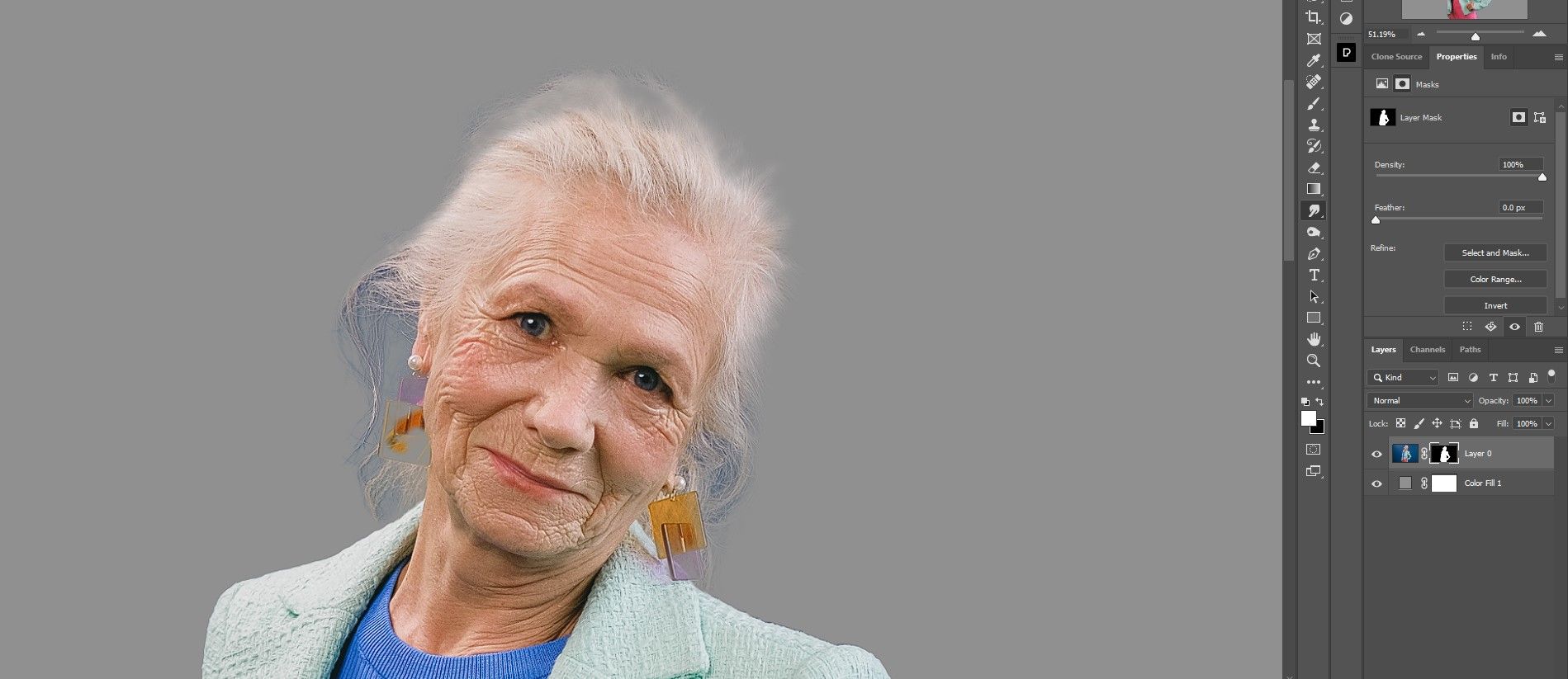 Smudge tool first pass on hair