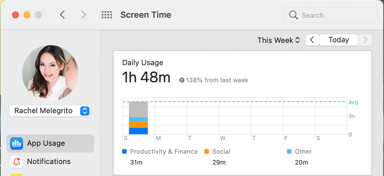 Screen Time App Usage Week View