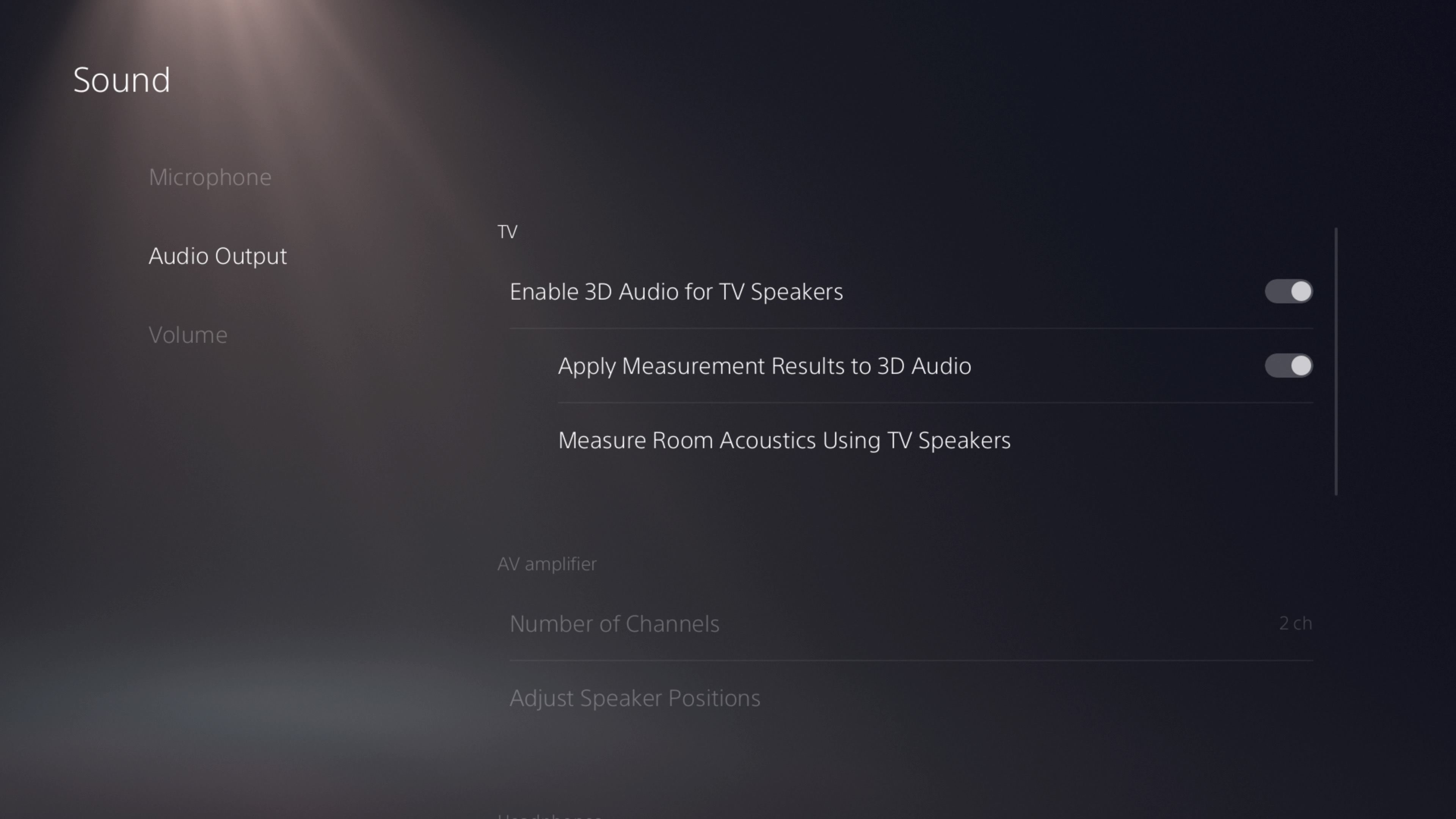 3D Audio for TV speakers in PlayStation 5