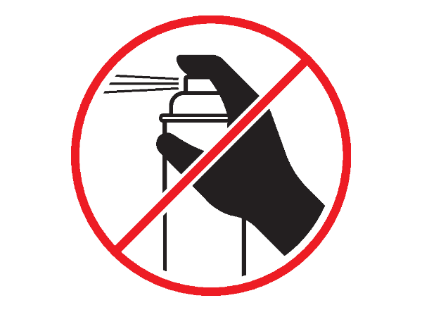 Аэрозольный баллон с перечёркнутым знаком запрета.