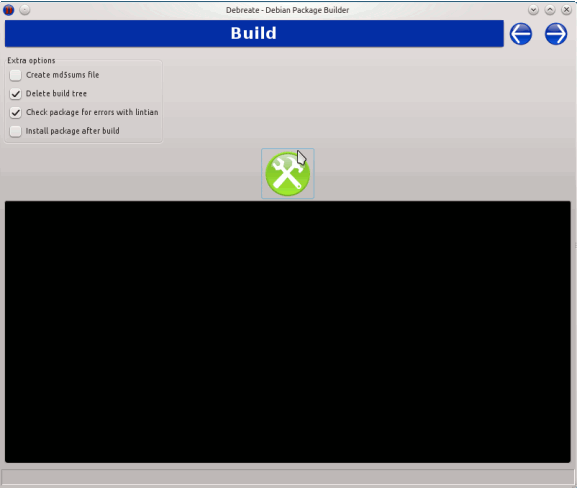 Экран Build: кнопка сборки и журнал предупреждений
