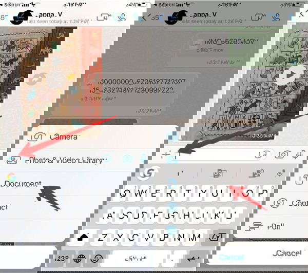 Меню добавления документа на iPhone