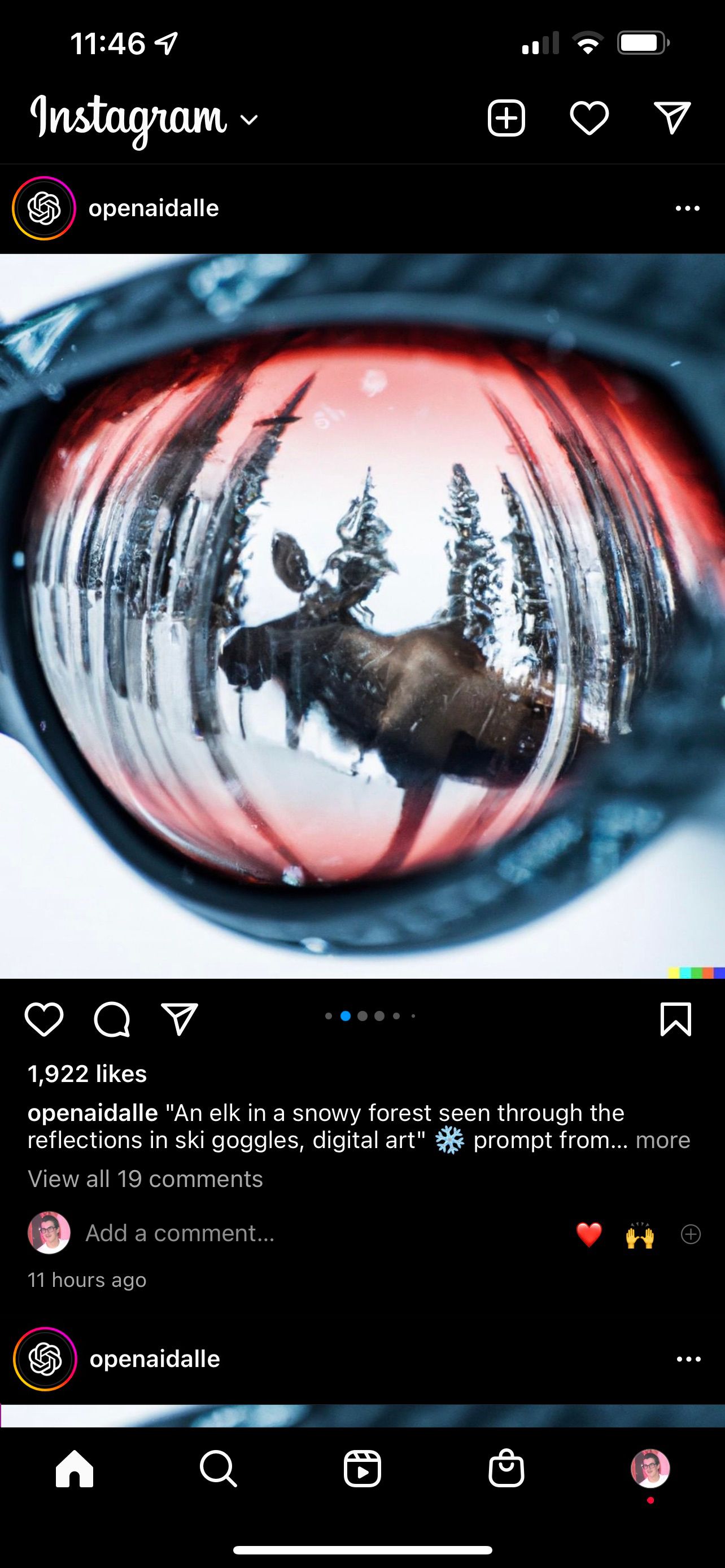 Скриншот хронологической ленты в Instagram