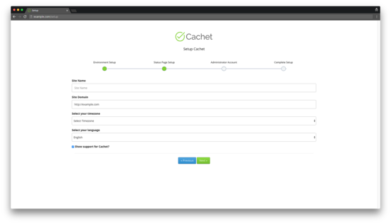 Общие настройки Cachet