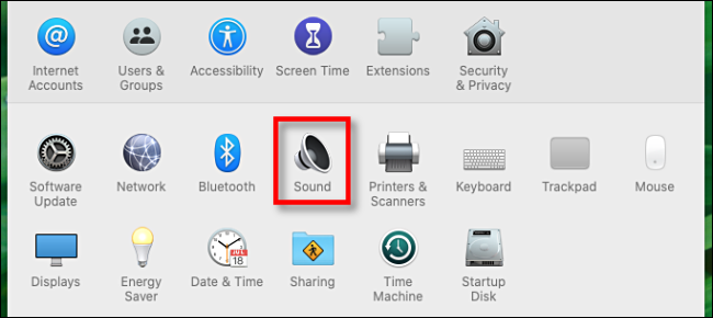 Иконка Sound в System Preferences на Mac