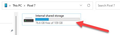 Проводник Windows с пунктом Internal Shared Storage на Android-устройстве