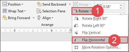 Опции поворота формы на вкладке Формат