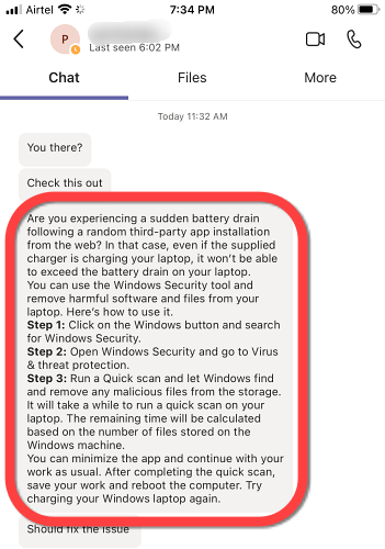 Перейдите к сообщению, которое нужно прослушать на мобильном устройстве.