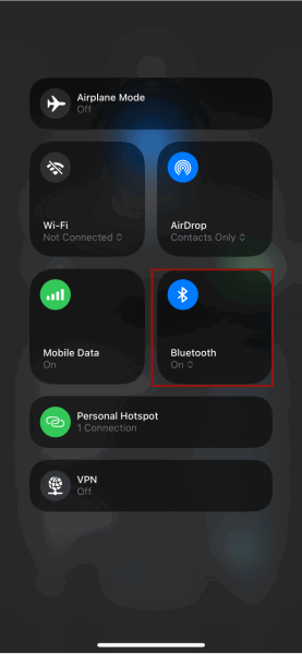 Control Center Bluetooth
