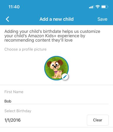 add a new child screen