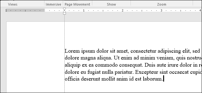 Перемещение общего левого отступа на полдюйма