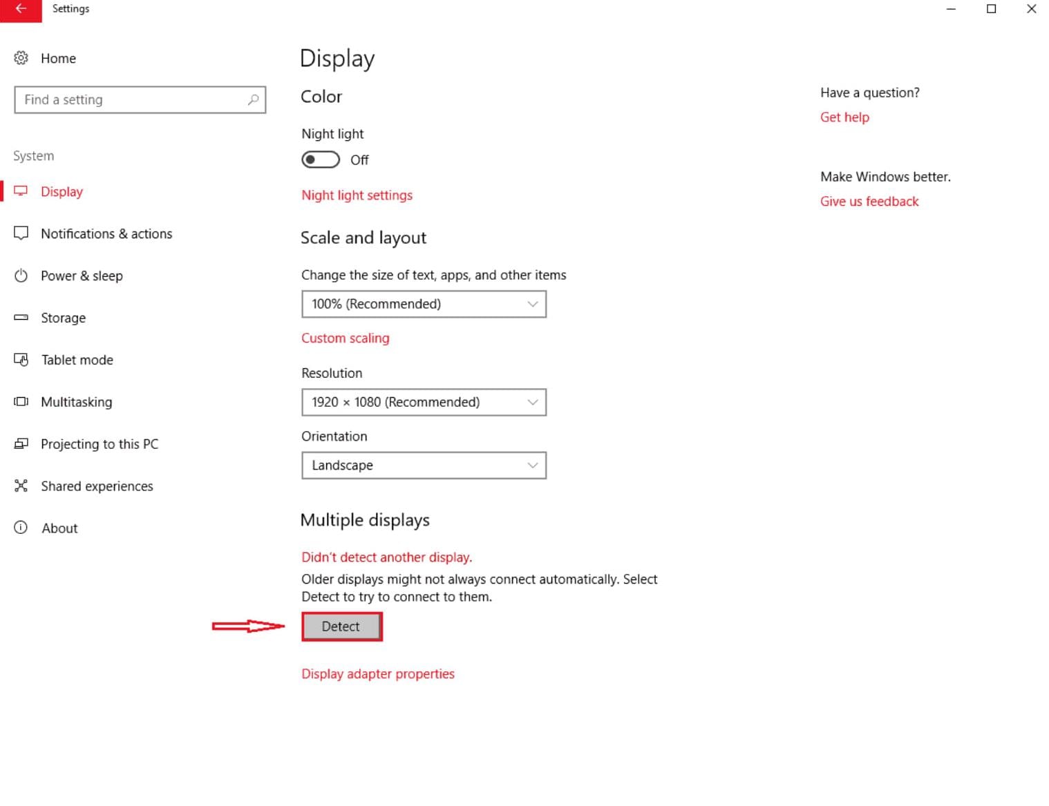 Обнаружение и параметры дублирования дисплеев