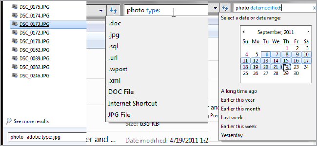 AQS — расширенный поиск в Windows 7
