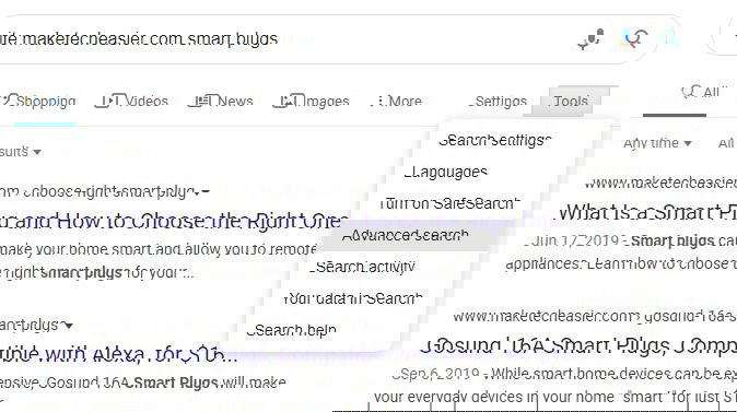 Скриншот: как включить расширенный поиск Google