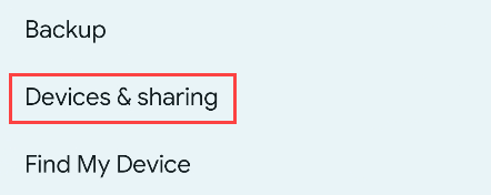 Раздел «Устройства и обмен» в настройках Google