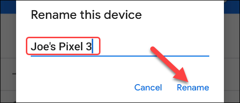 введите новое имя устройства