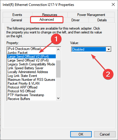 Отключить LSO