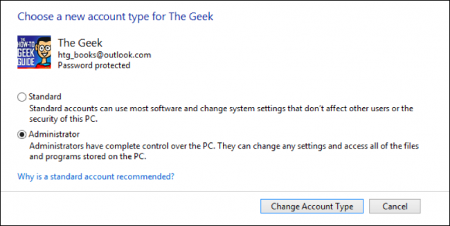 Изображение: пример управления учётными записями Windows