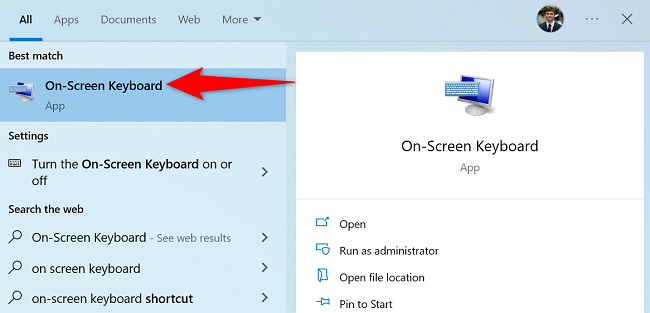 Запуск экранной клавиатуры в Windows.