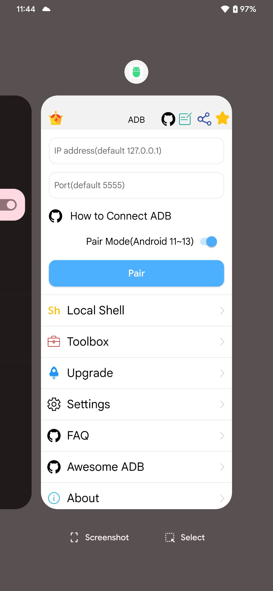 android apps overview screen