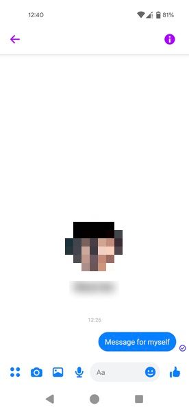 Переписка с самим собой в Facebook Messenger для Android.